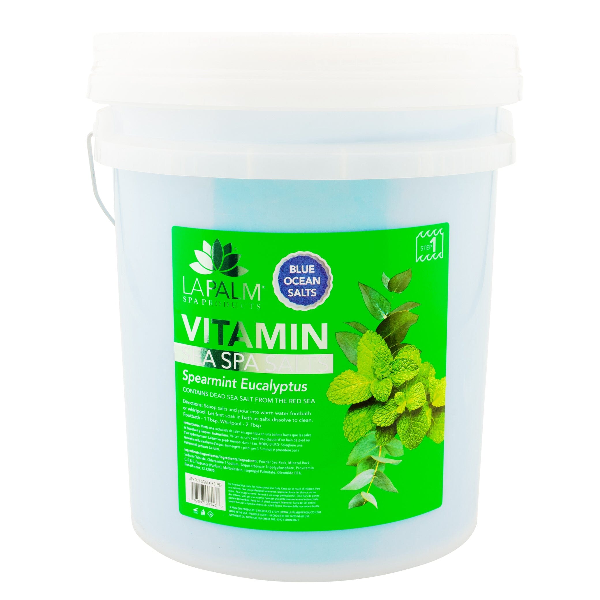 La Palm - Pedicure Sea Spa Salts | Spearmint Eucalyptus - Bulk Size - 5 Gallons 320097 - The Nail Superstore