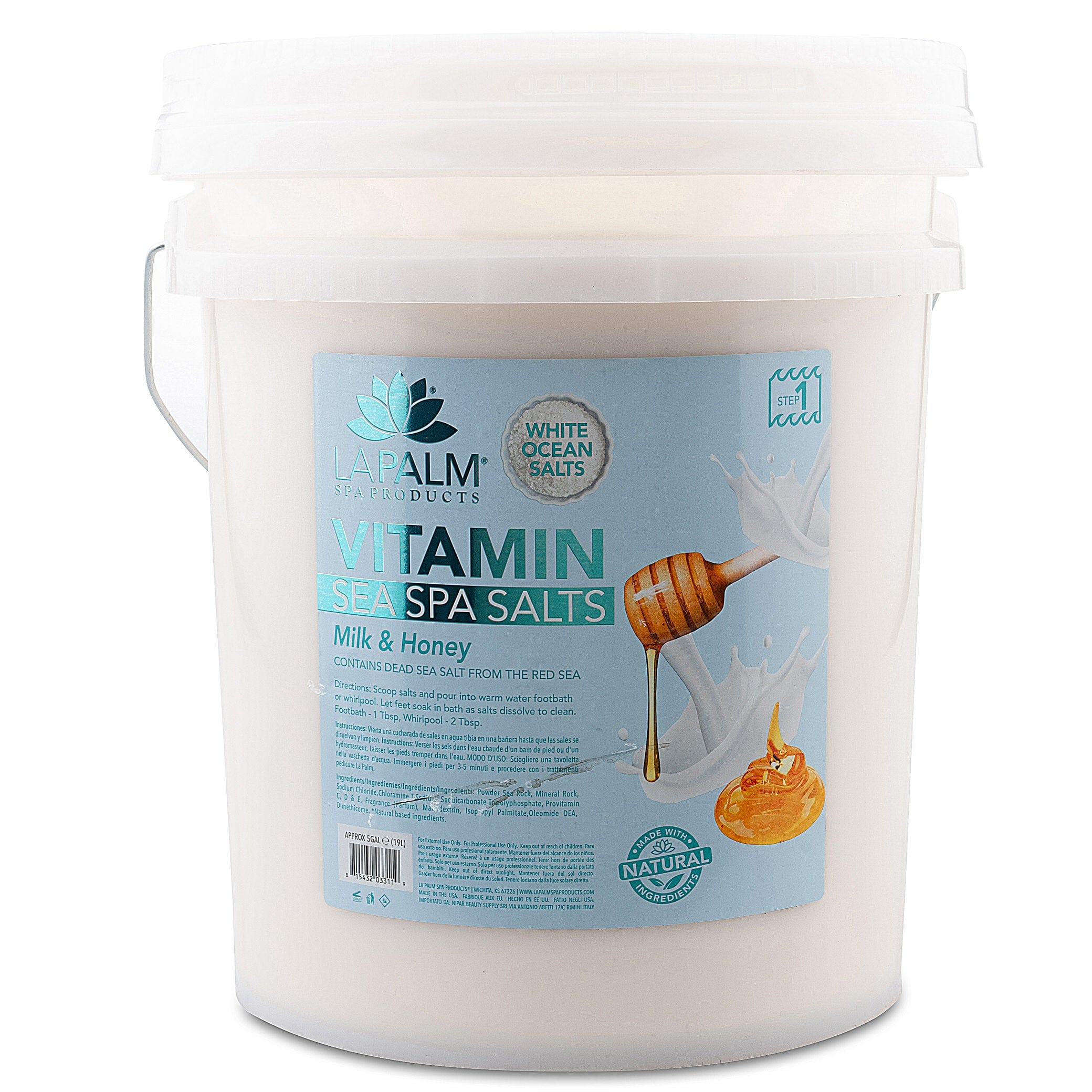 La Palm - Sea Spa Salts | Milk & Honey  - 5 Gallon Bucket 340494 - The Nail Superstore