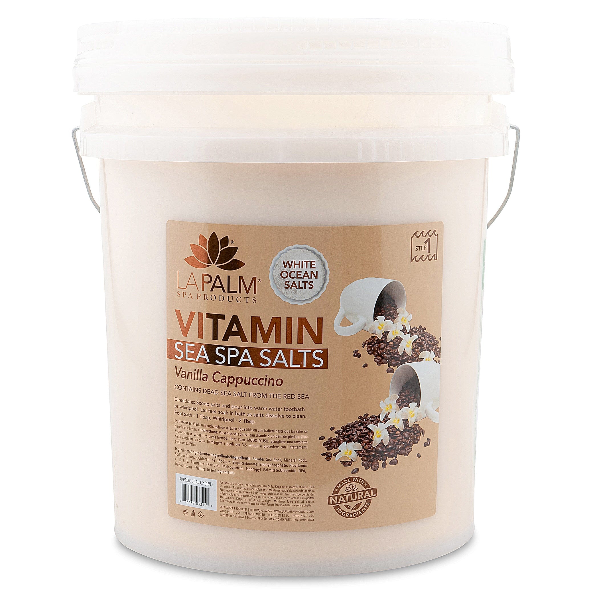 La Palm - Sea Spa Salts | Vanilla Cappuccino  - 5 Gallon Bucket 340493 - The Nail Superstore
