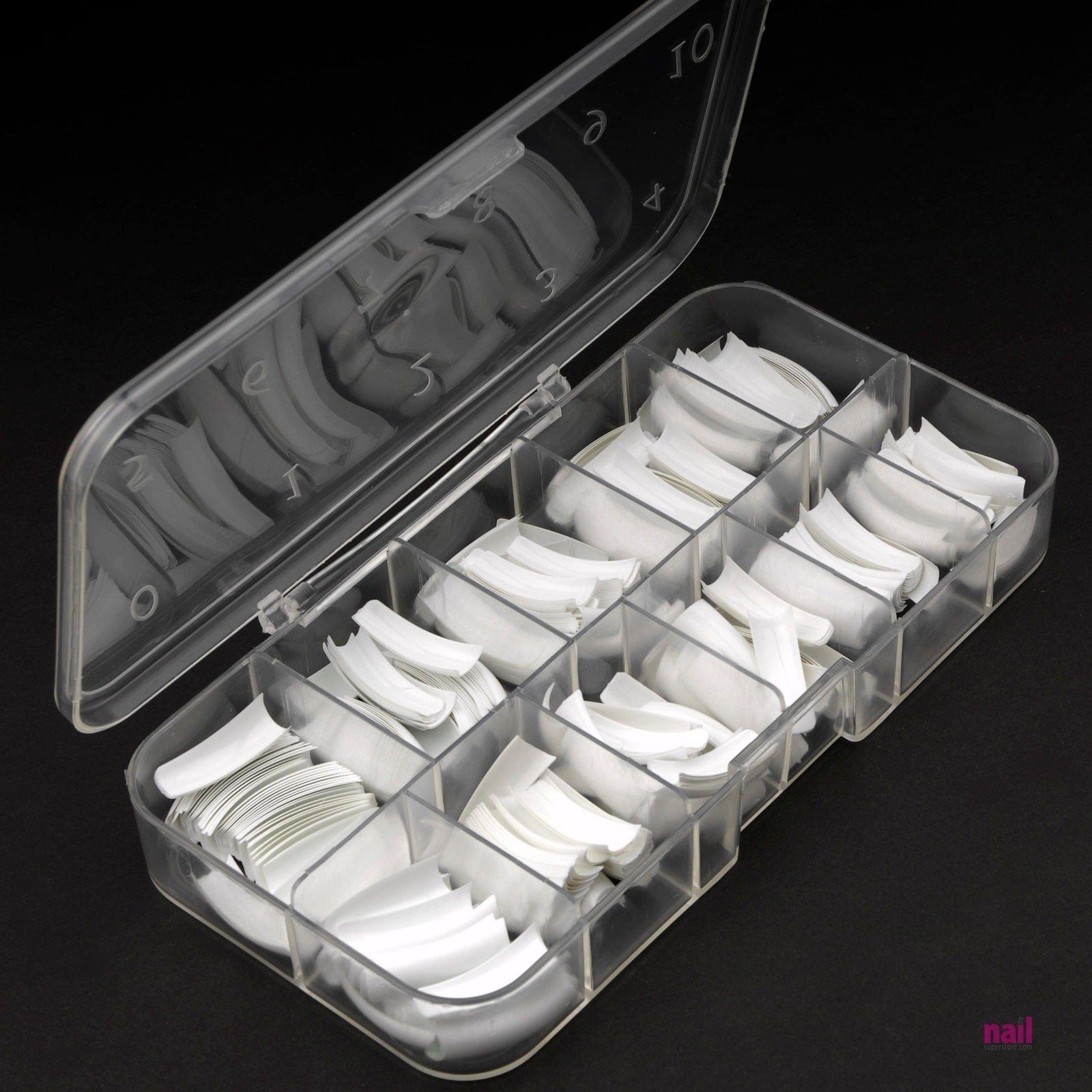 US French Nail Tip with Box | Perfect White - Size #0 - #10 - 550 Tips - 550 pcs