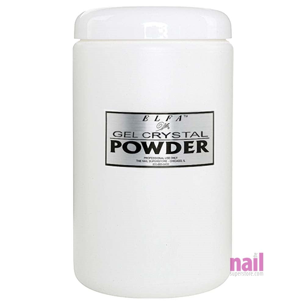 Alt Tag: Elfa Crystal Gel Nail Powder | Superior Strength - 24 oz gel crystal powder jar for clear gel overlays and acrylic-strength nail enhancements