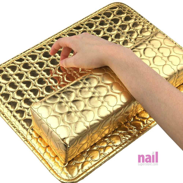 Deluxe Manicure Mat Cushion Set | Stylish & Elegant Mat & Pillow - Gold - Set