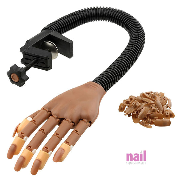ProTool Practice Nail Trainer Hand With 100ct Tips | Moveable Fingers - Flexible Arm - Each