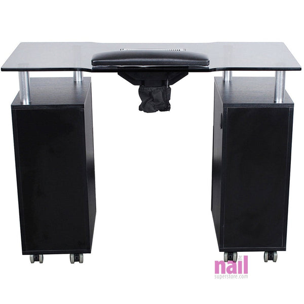Milan Manicure Table | Vented Glass Countertop - Black - Each