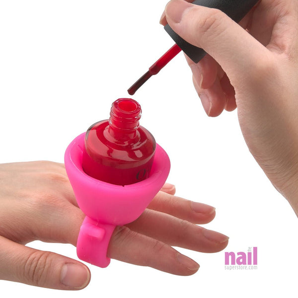 Silicone Nail Polish Bottle Holder Ring | Pink - Each