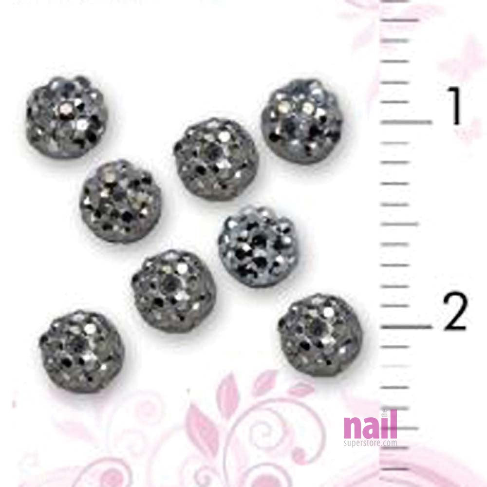 3D Nail Art Designs | Dark Silver Dome - Pack of 50 pieces