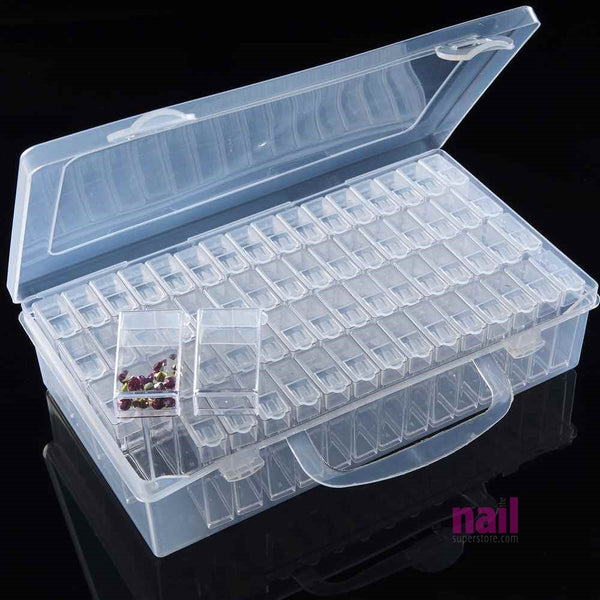 64 Mini Containers Organizer | For Rhinestone, Nail Jewelry, Nail Art - Natural - Each
