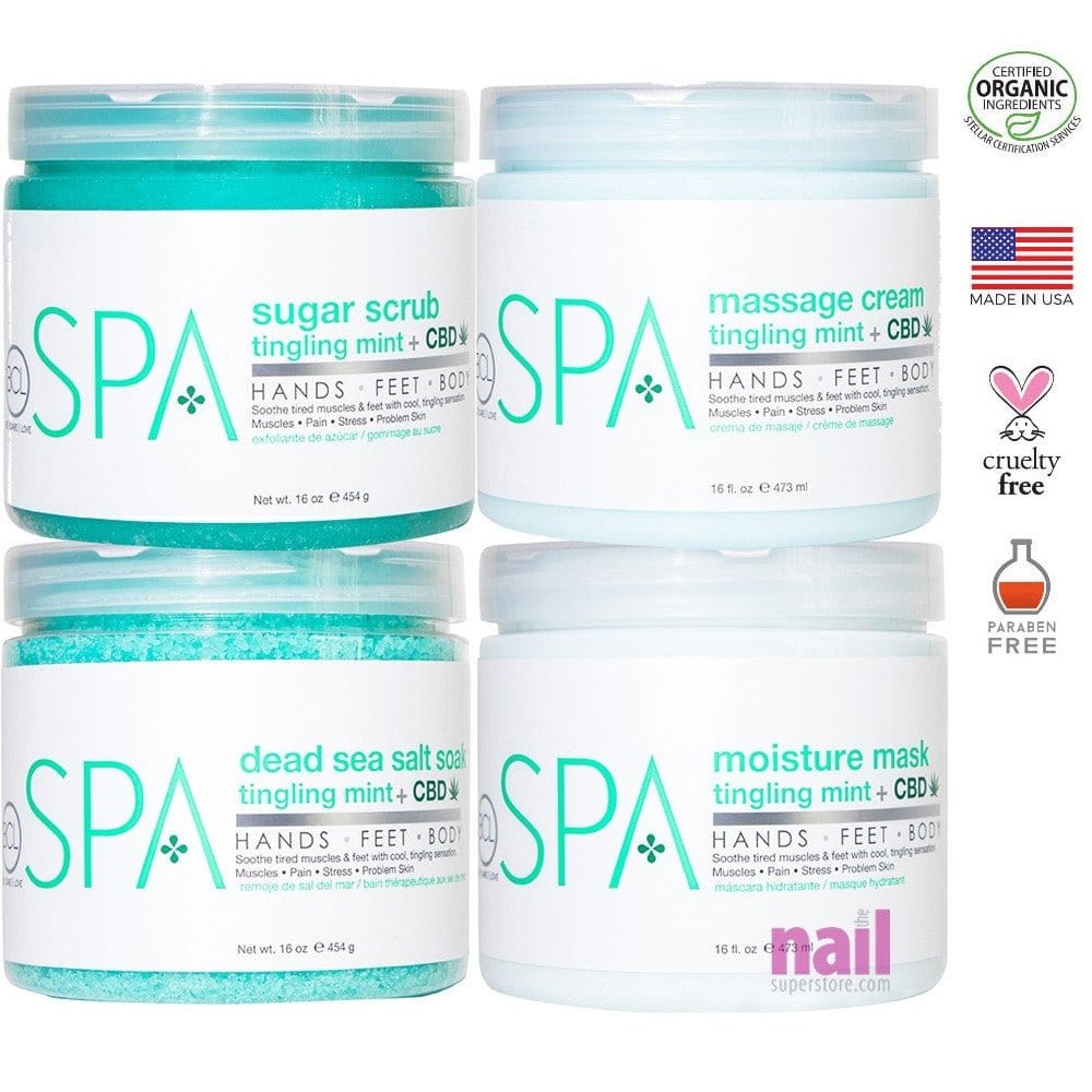 BCL Spa Pro Starter Kit | For Body, Hands, Feet – Tingling Mint & CBD - 4 x 16oz 320320 - The Nail Superstore