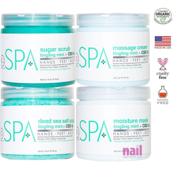 BCL Spa Pro Starter Kit | For Body, Hands, Feet – Tingling Mint & CBD - 4 x 16oz 320320 - The Nail Superstore