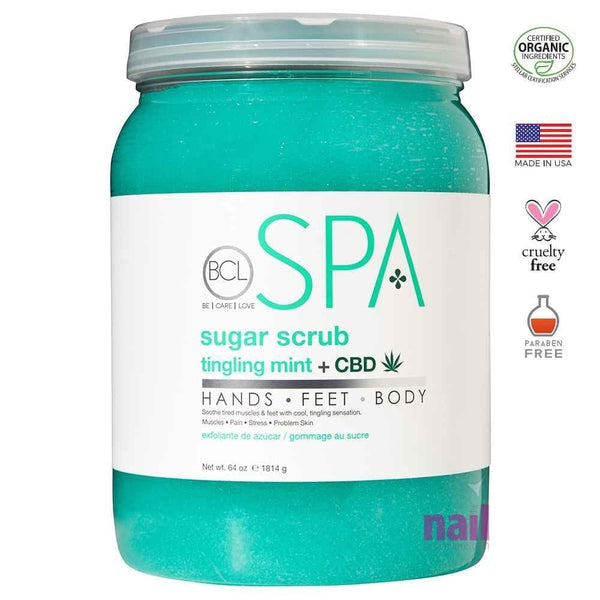 BCL Spa Pedicure Scrub | Tingling Mint & CBD - 64 oz 320322 - The Nail Superstore