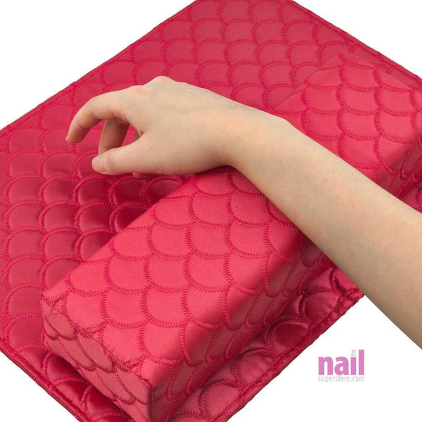 Deluxe Manicure Mat Cushion Set | Stylish & Elegant Mat & Pillow - Red - Set