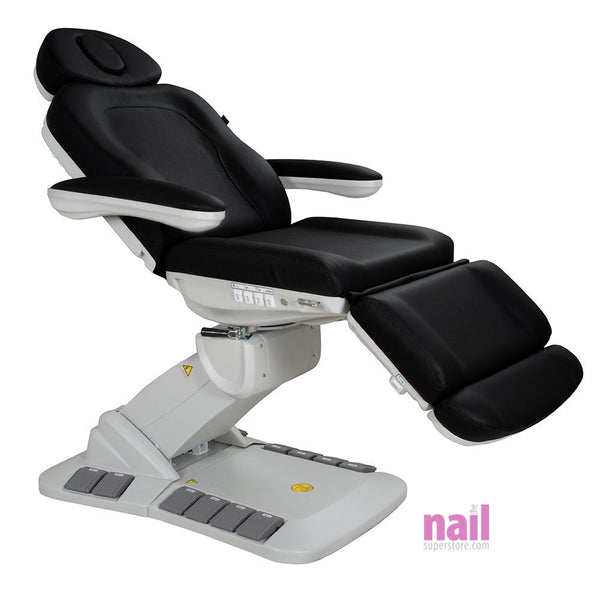 Silver Spa Luxury Motorized Facial Chair & Massage Bed |  For Facials, Massages, Eyebrows, Lash Extensions - Black - Each