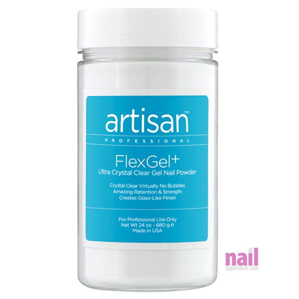 Artisan FlexGel+ Crystal Clear Gel Nail Powder | Flawless Clarity - 24 oz