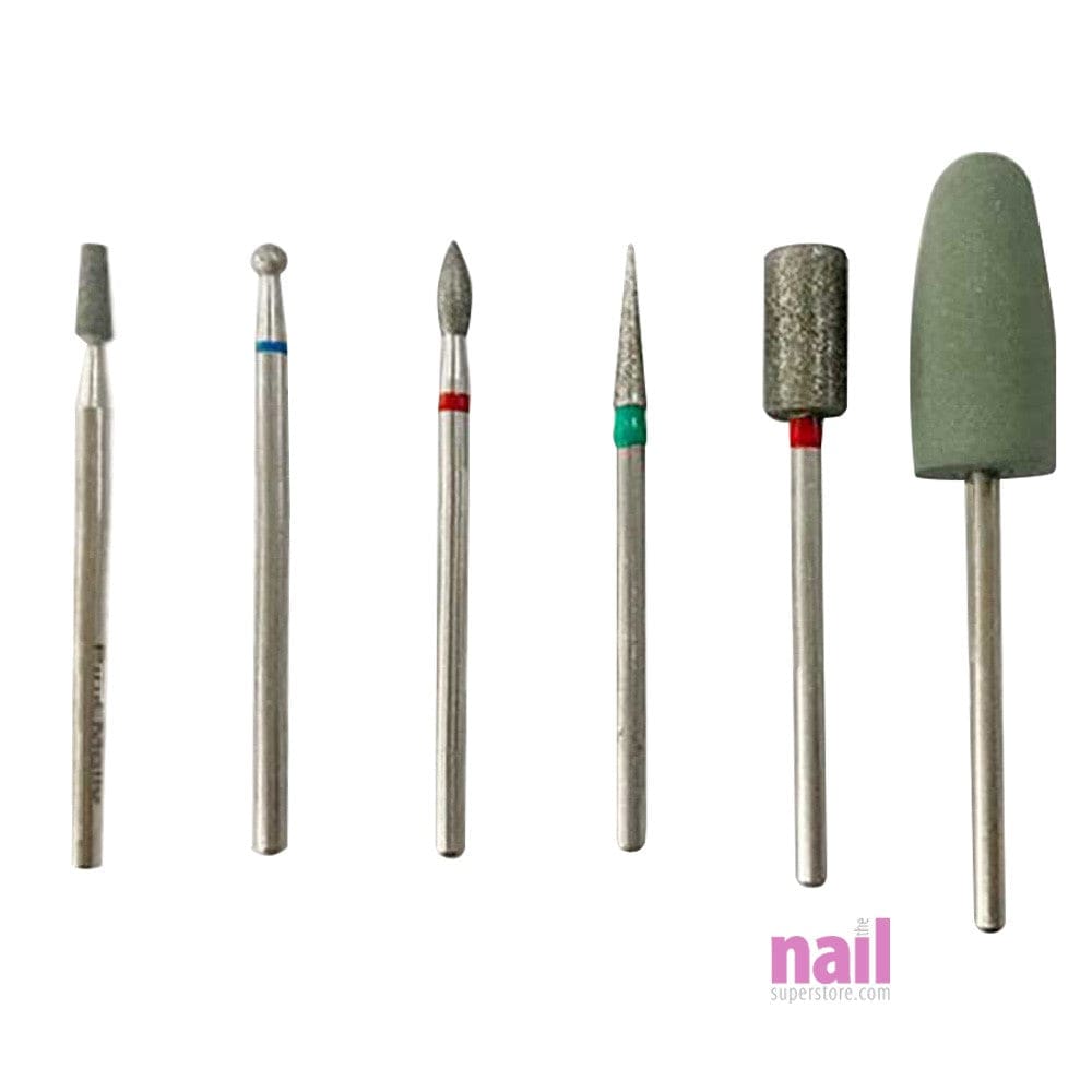 ProBits Russian Mani/Pedi Drill Bits 6-pcs with FREE case holder | Diamond Nail Bit - 3/32" - Set 410218 - The Nail Superstore