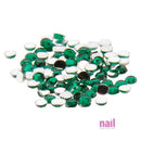 Alt Tag: Nail Art Rhinestone | Green - 100 pcs. emerald green flatback nail art rhinestones for salon nail technicians, 100-piece pack
