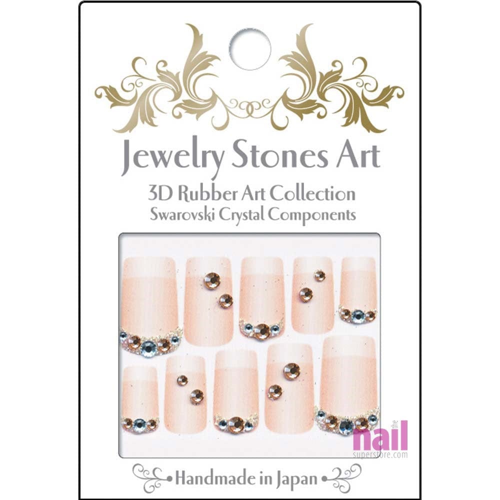 Japanese 3D Nail Art Stickers | Swarovski - Amber & Aquamarine - S3 - Each 520310 - The Nail Superstore