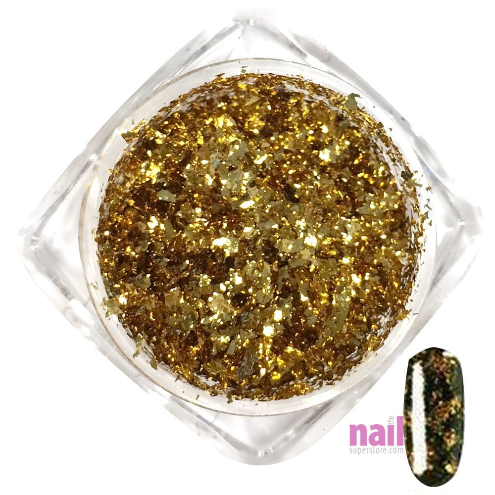 Artisan Nail Art Pigment Flakes | Metallic Gold - Each 520541 - The Nail Superstore