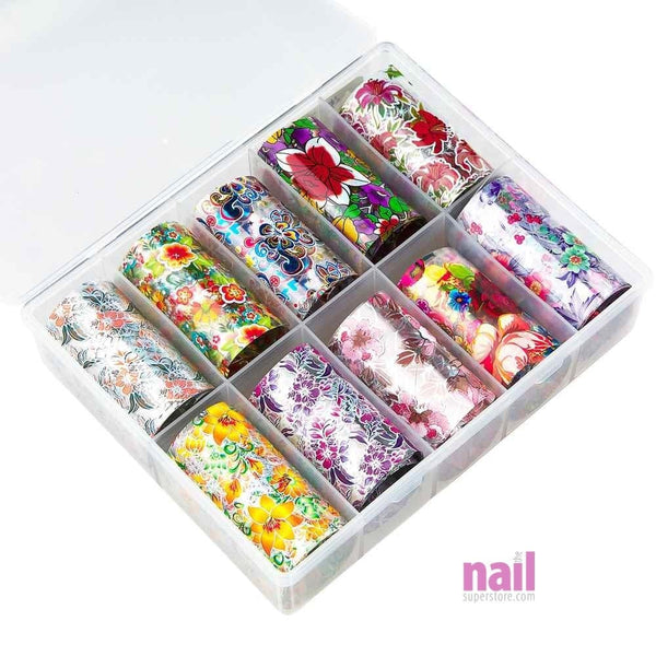 Flower Transfer Foil Nail Art | Pack #1 - Pack 520566 - The Nail Superstore