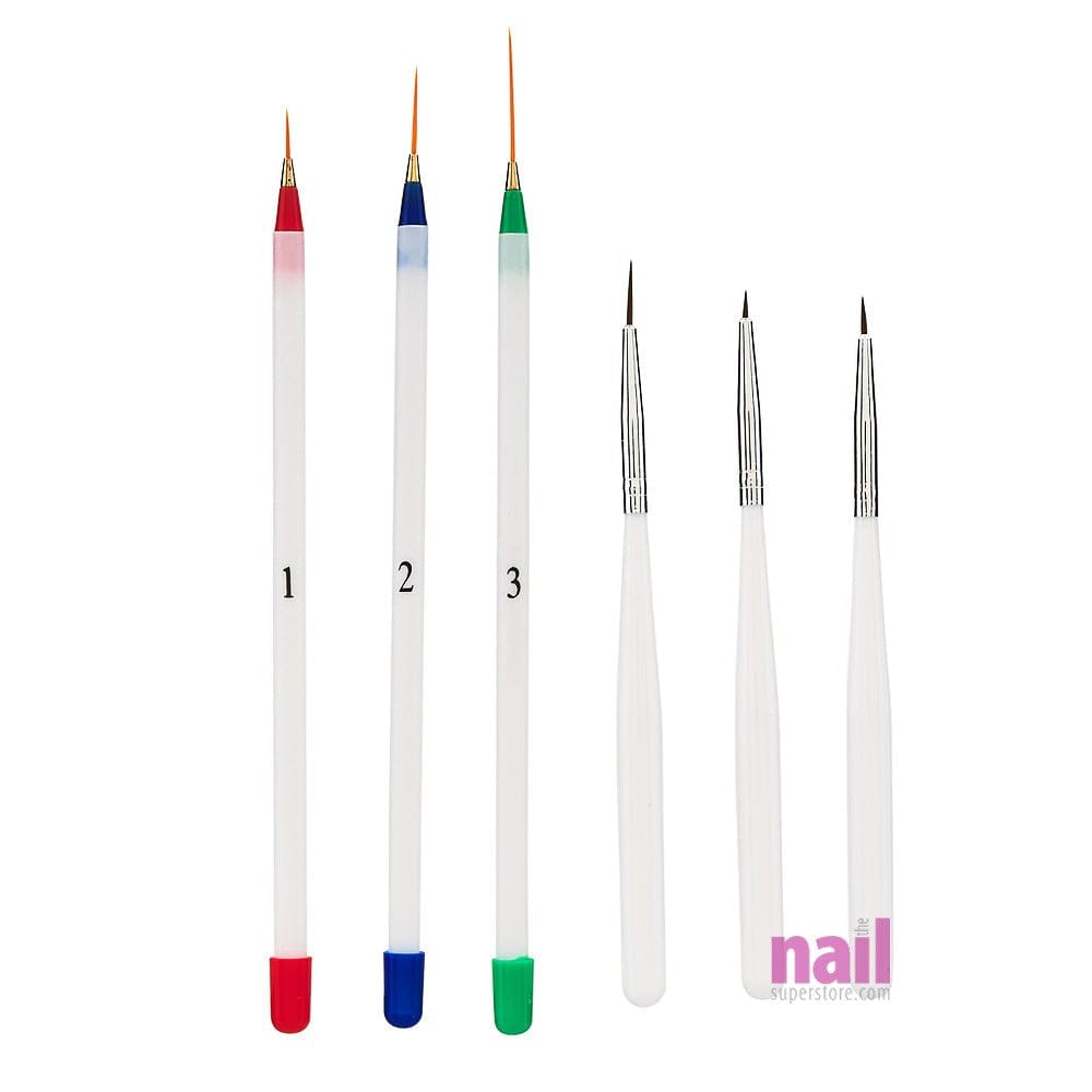 6 pcs Nail Art Brushes, Stripers & Liners | A-Must-Have for Nail Artists - Set 520605 - The Nail Superstore
