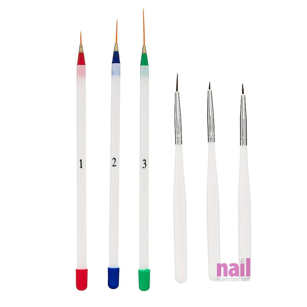 6 pcs Nail Art Brushes, Stripers & Liners | A-Must-Have for Nail Artists - Set 520605 - The Nail Superstore