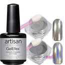 Mirror Chrome Nail Powder + Holographic Pigment + 2-in-1 Top & Base Coat | Showstopper Trio - Kit 529100 - The Nail Superstore