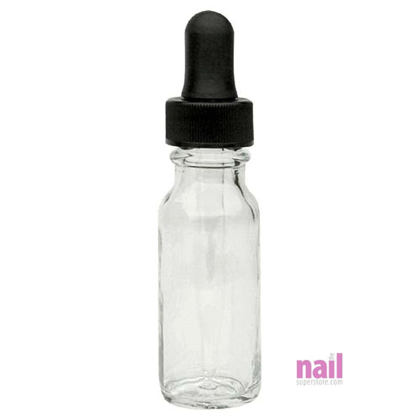 Empty Dropper Bottle | Clear Glass - 1 oz - Each 610096 - The Nail Superstore