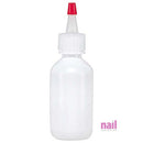 Alt Tag: Empty Plastic Bottle with Spout | White - 2 oz - 1 oz squeeze applicator bottle with cap spout for cuticle oil, acetone, nail liquids