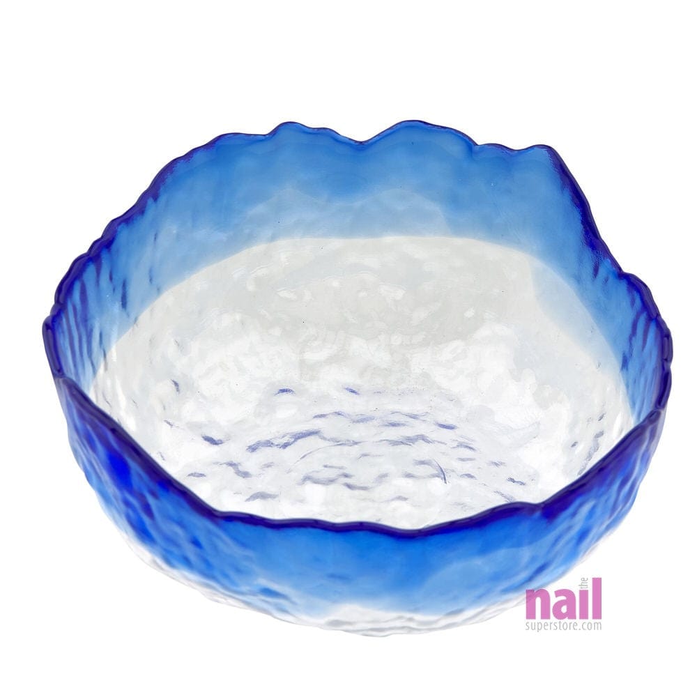 Deluxe Glass Manicure Bowl | Blue Rim - Each 610241 - The Nail Superstore