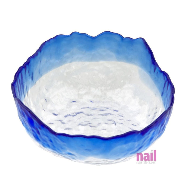 Deluxe Glass Manicure Bowl | Blue Rim - Each 610241 - The Nail Superstore