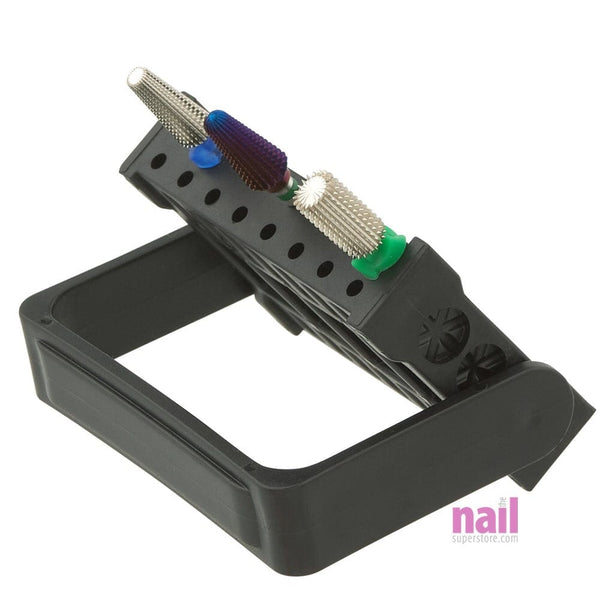 Clamshell Nail Carbide Drill Bit Holder & Storage (Case Only) | 16 Holes - Black - Each 610250 - The Nail Superstore