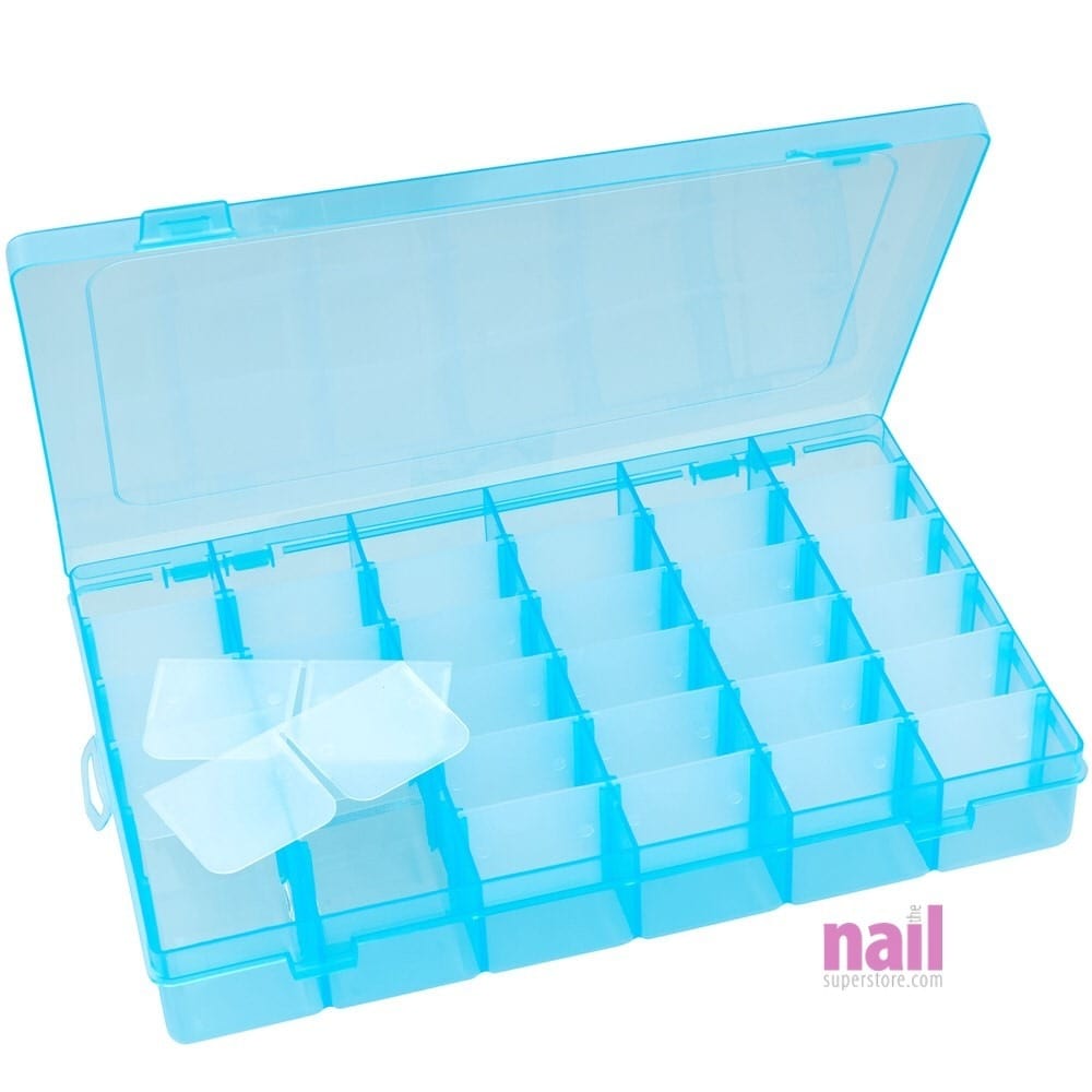 36 Grids Adjustable Plastic Nail Art Supply Storage Box | Blue - Each 610276 - The Nail Superstore