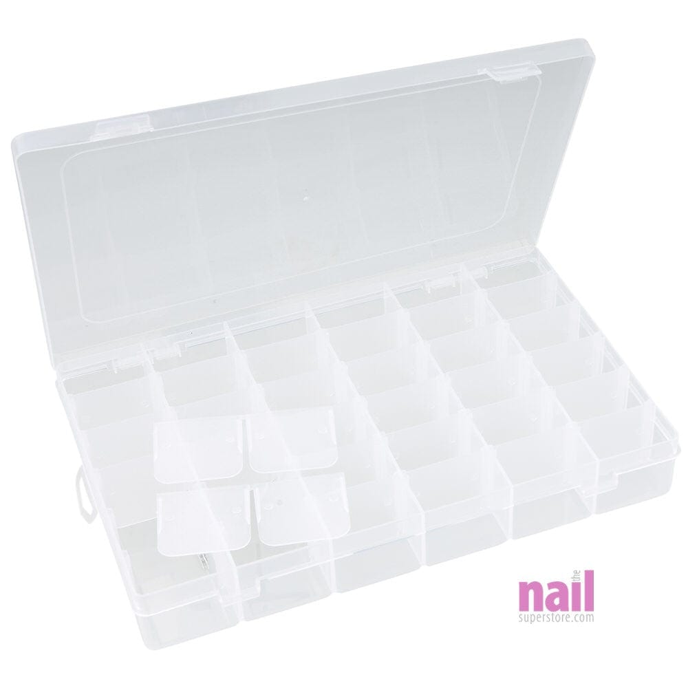 36 Grids Adjustable Plastic Nail Art Supply Storage Box | Clear - Each 610277 - The Nail Superstore