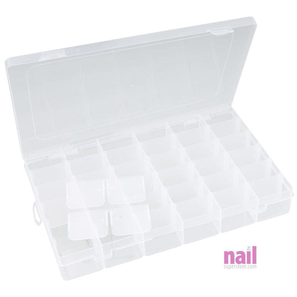 36 Grids Adjustable Plastic Nail Art Supply Storage Box | Clear - Each 610277 - The Nail Superstore