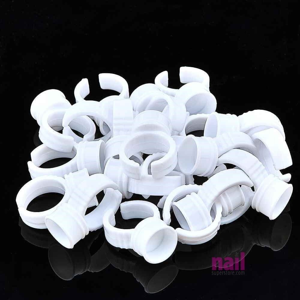 Disposable Plastic Ring for Nail Art, Eyelash Glue, Tatoo Ink | 2 Slots - Pack of 20 pcs 610317 - The Nail Superstore