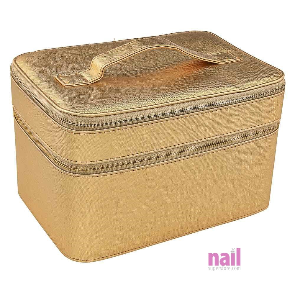 Gold Medium Cosmetic Train Case | Storage & Organizer for Nail Tools & Cosmetics - Each 610345 - The Nail Superstore