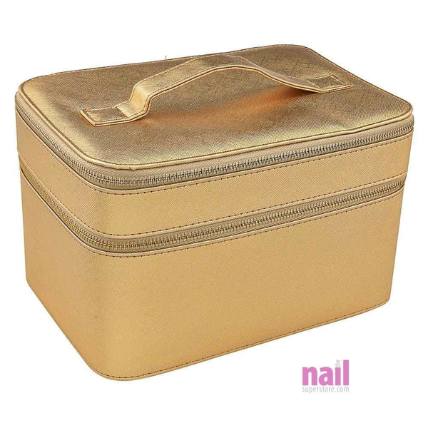 Gold Medium Cosmetic Train Case | Storage & Organizer for Nail Tools & Cosmetics - Each 610345 - The Nail Superstore