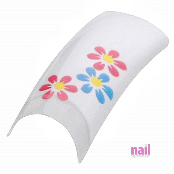 Artisan Pre Designed Nail Tips | Flower Design #06 - Pack of 100 pcs