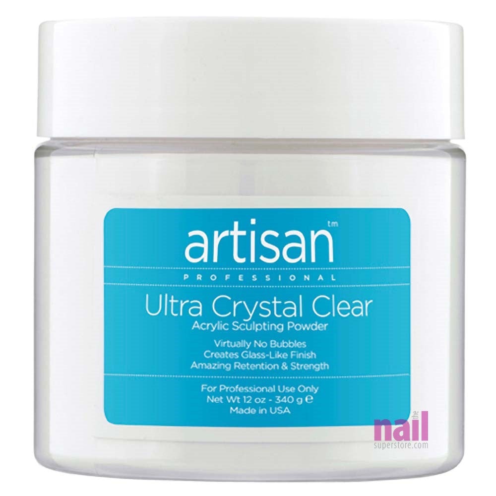 Artisan Acrylic Nail Powder | Non Bubble Formula - Ultra Crystal Clear - 12 oz