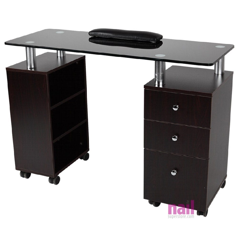 Brixton Glass Manicure Table - Brown - Each 714001 - The Nail Superstore