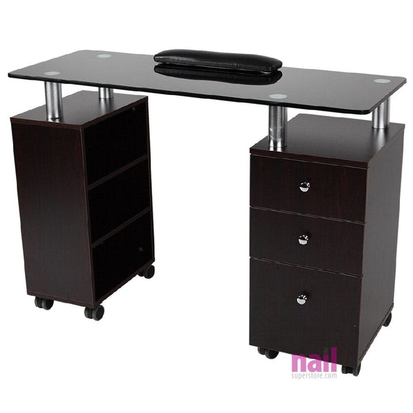 Brixton Glass Manicure Table - Brown - Each 714001 - The Nail Superstore
