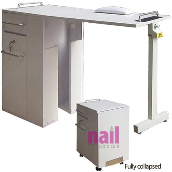 EuroStyle Portable Manicure Table | Foldable Nail Table - White - Each 719038 - The Nail Superstore