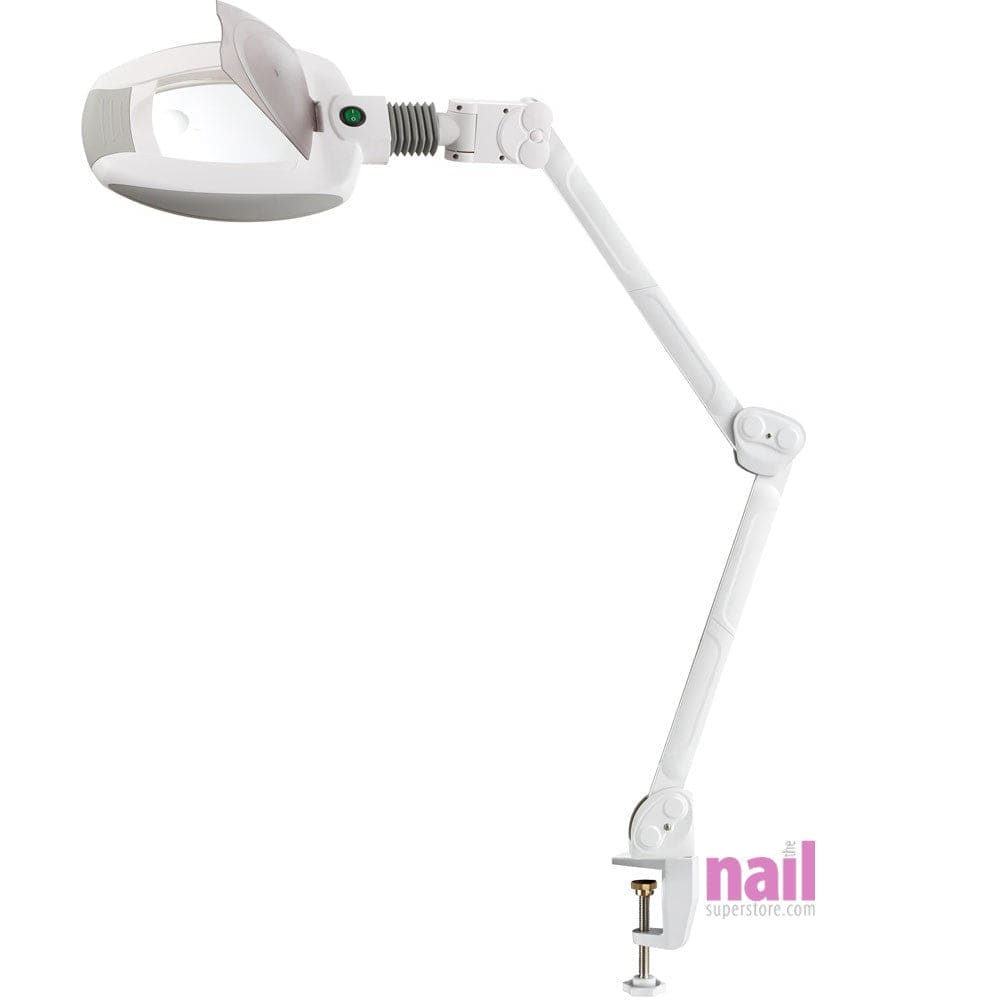 EuroStyle Multi-Purpose Facial, Eyelash, Nail Art, Pedicure, Manicure LED Magnifier Lamp | 110V - 5" - 3X Lens + Table Clamp Model - Each 720107 - The Nail Superstore