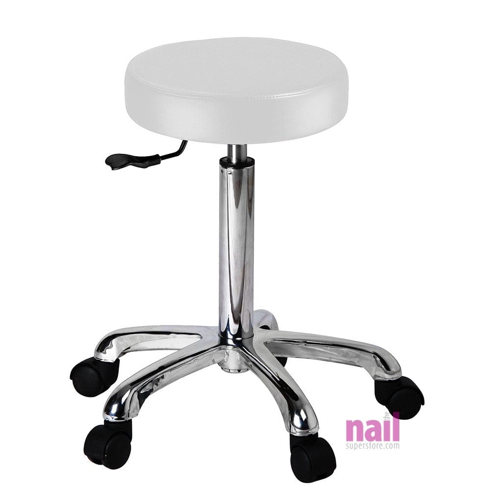 Silver Spa Nail Tech + Pedicure Stool | Perfect for Beauty, Skincare, Salon or Spa Use – White - Each 720116 - The Nail Superstore