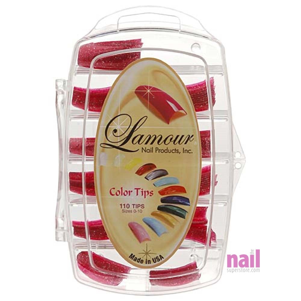 Lamour Colored Nail Tips | Glitter Red - L25 - Box of 100 tips