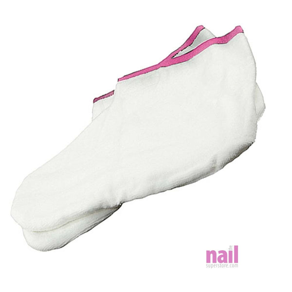 Terry Cloth Booties | Holds Heat for Deep Moisturizer Pedicure - Pair