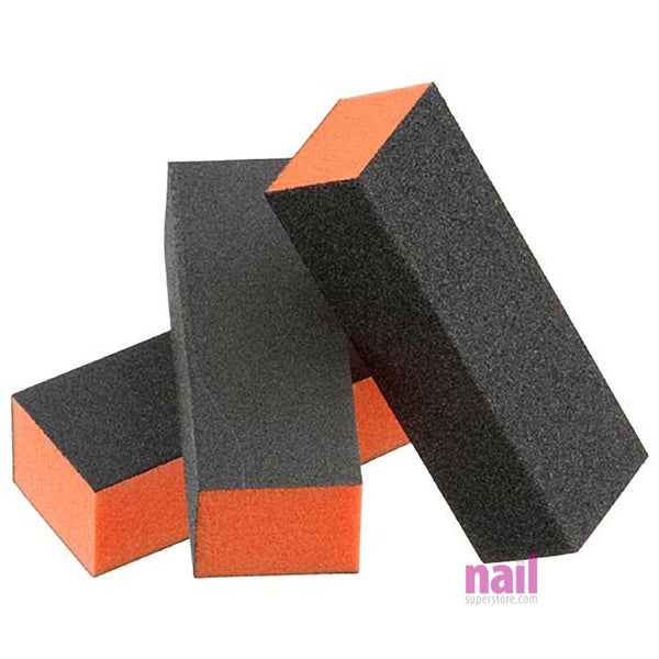 Nail Buffing Block 3-Way Medium/Fine 500-pcs | Orange/Black Sanding Band - Case