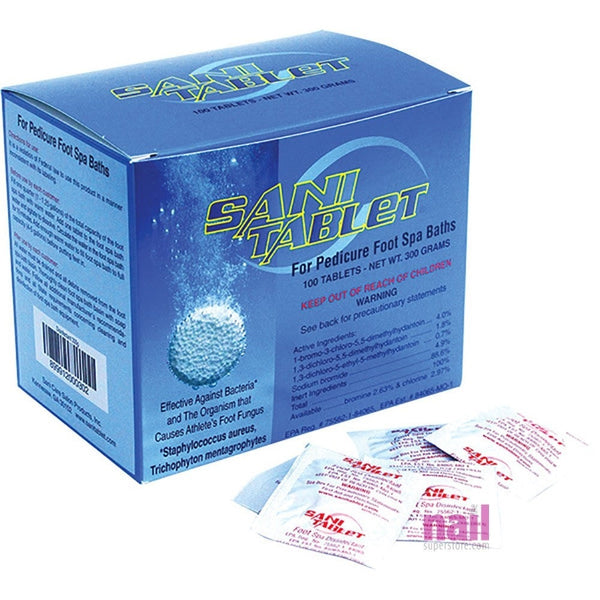 Sani-Tablets Pedicure Disinfectant | EPA registered. Eliminates 99% Fungi, Viruses and Bacteria - 100 Count