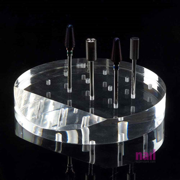 Round Transparent Nail Drill Bit Holder (Base Only) | 12 Holes - Each