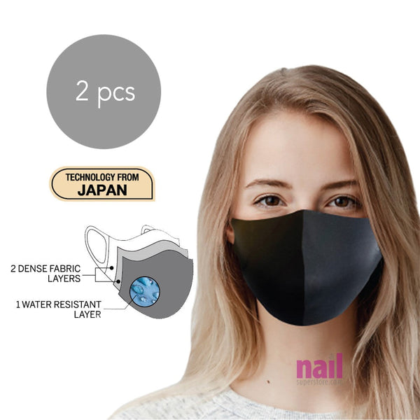 3-Layers Cloth Face Masks - Black Color (Small Size) | Breathable, Water-Resistant, Multi-Use - Pack of 2