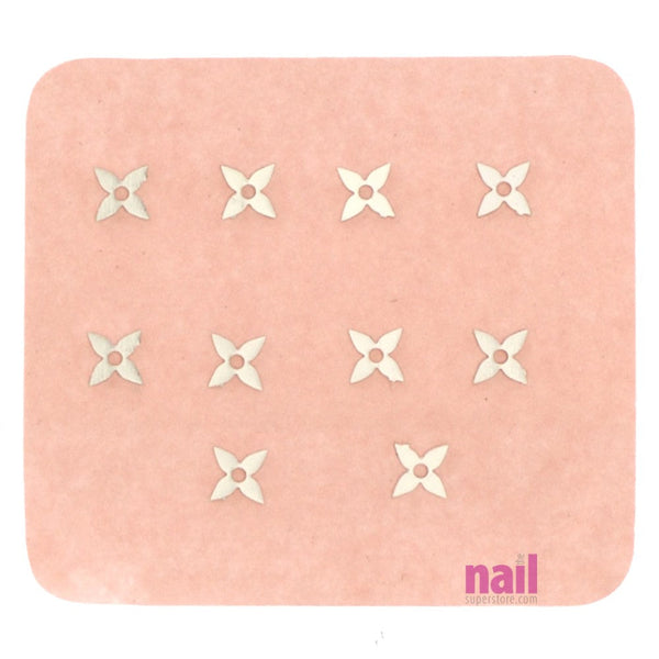 Japanese 3D Nail Charms | Silver Flower - 10 pcs